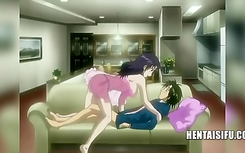 Fiery MILF Masturbating and Seducing Stepnephew in Hentai Video