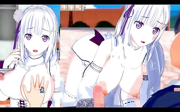 JAV Hottie Rubs Her Soft Tits Until She Cums - Li-zero Rezero's Emilia