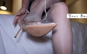 JAV darling in stockings and heels gets her feet worshiped by a tough stud gets drenched in his hot cum!