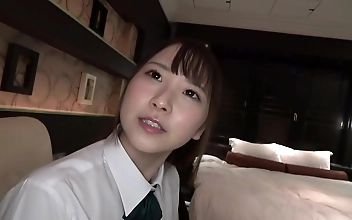 18-Year-Old Japanese Girl with Sensitive Nipples and C-Cup Tits Masturbates with Vibrator for the First Time in Her Cute Uniform