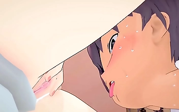 Submit to your Japanese MILF: Luscious Anime Girl Dominates Boyfriend into a Toilet