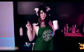 Whip up your wicked fantasies with Molly's luscious Cowgirl at Starbucks! Your greedy desires await you with MollyRedWolf's enchanting MILF figure, served hot and fresh!