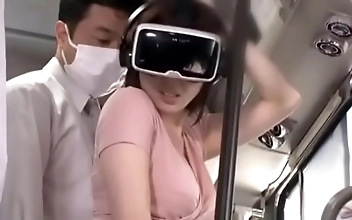 JAV Hottie Gets Pounded on the Bus with Virtual Reality Goggles - Must See!