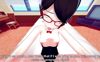 Japanese beauty Sarada pleasures the 7th Hokage in Barutos room on a top-secret mission!