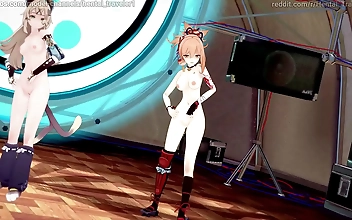 Genshin Impact MMD Keshas Timber: Laylas Seductive Dance with Mona Fischl and Yoimiya! Unleash Your Inner Slut with Hu Tao Xinyans Enchanting Moves!