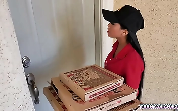 Two Horny Teens' Pizza Order Turns Into A Steaming Fuckfest with this Luscious Asian Delivery Girl