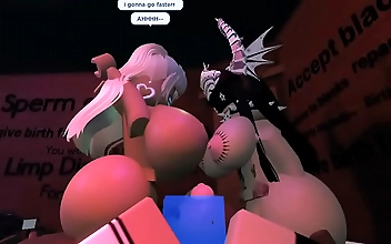 JAV Slut Has a Scorching Threesome with Her Futa Bitches in Roblox