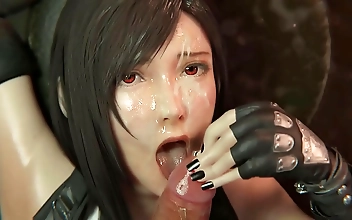 Luscious Tifa Lockhart Takes Deepthroat Blowjob on Final Fantasy Hentai