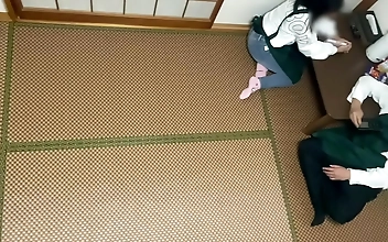 Jizz-Soaked Jap Slut Gets Massaged in the Break Room by Her Boss - I Cum in Her Pussy!