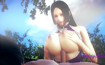 JAV Hentai 3D - Boa Hancock s Blissful Tits Bounce in Cowgirl Ride in the Garden