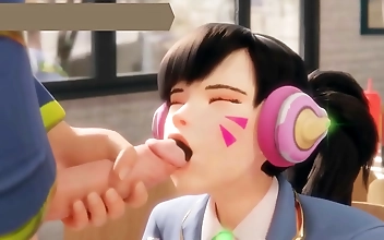 JAV Hottie Plays with Cute Game Characters in 3D Animation