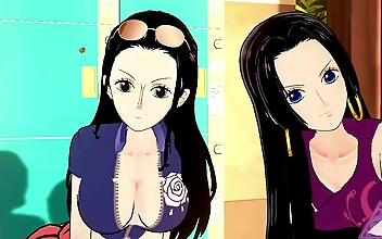 JAV MILF Nami Boa Hancock Nico Robin ONEPIECE Porn Gameplay with Blowjob Handjob and Cumshot - Uncensored Suction Sex!