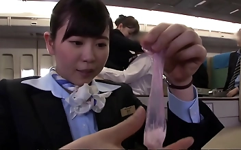 JAV Airline Stewardess in Barely-There Underwear Teases Pussy Straddle on Big Ass Hospitality Flight
